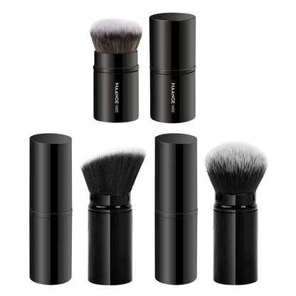 MAANGE 3-Pack Multifunctional Face Makeup Brushes, Nylon Bristle Wand, Unscented, Metal Handle, Portable Retractable Design