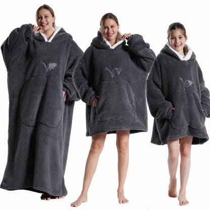 Men Women Oversized Blanket Hoodie - Extra Long Warm Soft Fleece Pullover with Long Flannel Sleeves