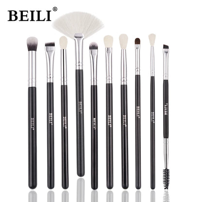 BEILI Goat Makeup Brush Set Eyeshadow Makeup Brushes Professional Foundation Blending Eyebrow Fan Blush brosse maquiagens