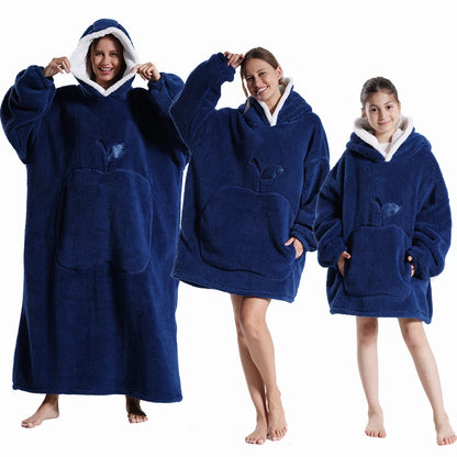 Men Women Oversized Blanket Hoodie - Extra Long Warm Soft Fleece Pullover with Long Flannel Sleeves