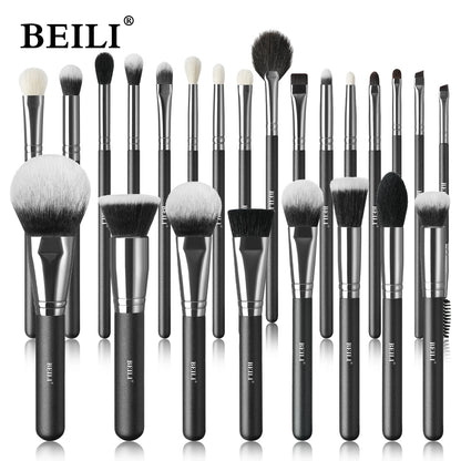 BEILI Professional Black Makeup Brushes Set Synthetic Hair Kabuki Foundation Blush Eyeshadow Smoky Brush Beauty Tool For Women