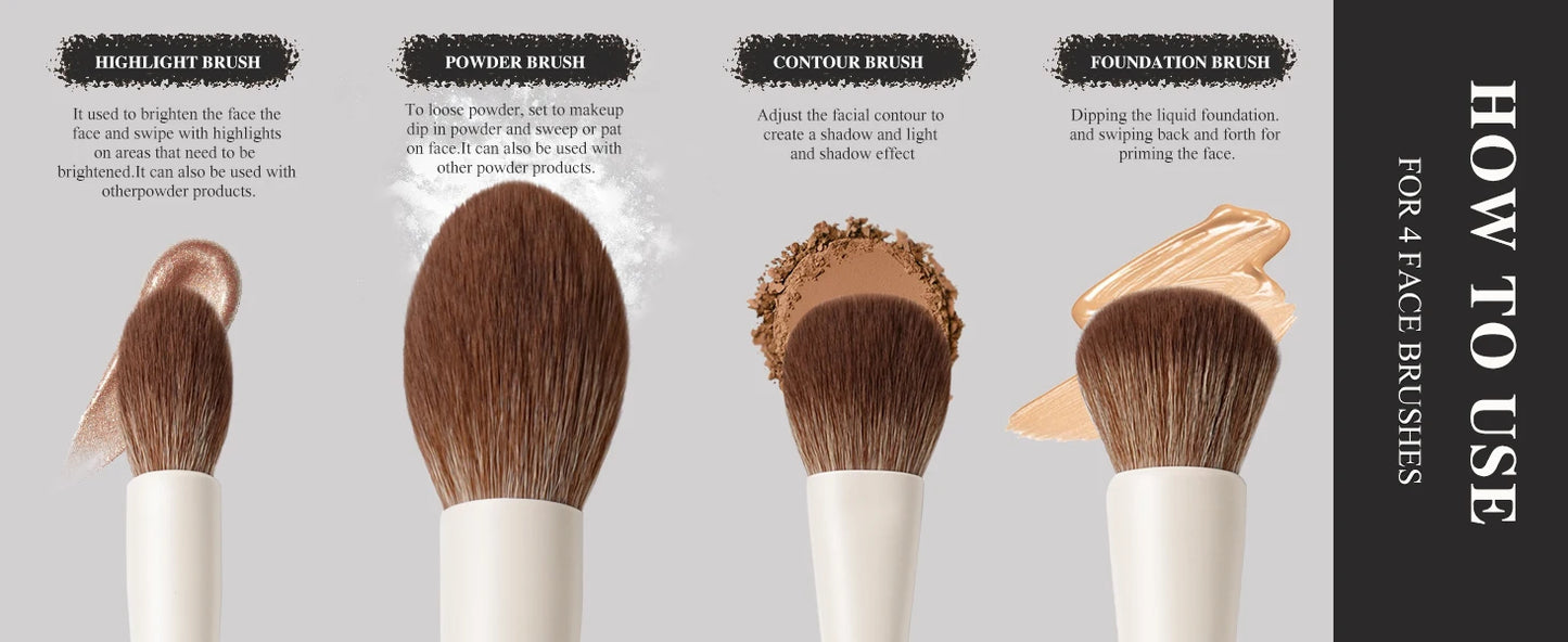 BEILI Professional Makeup Brush Set 15Pcs Beige Soft Hair Foundation Powder Blush Eyeshadow Contour Eyeliner Blush Cosmetics Kit