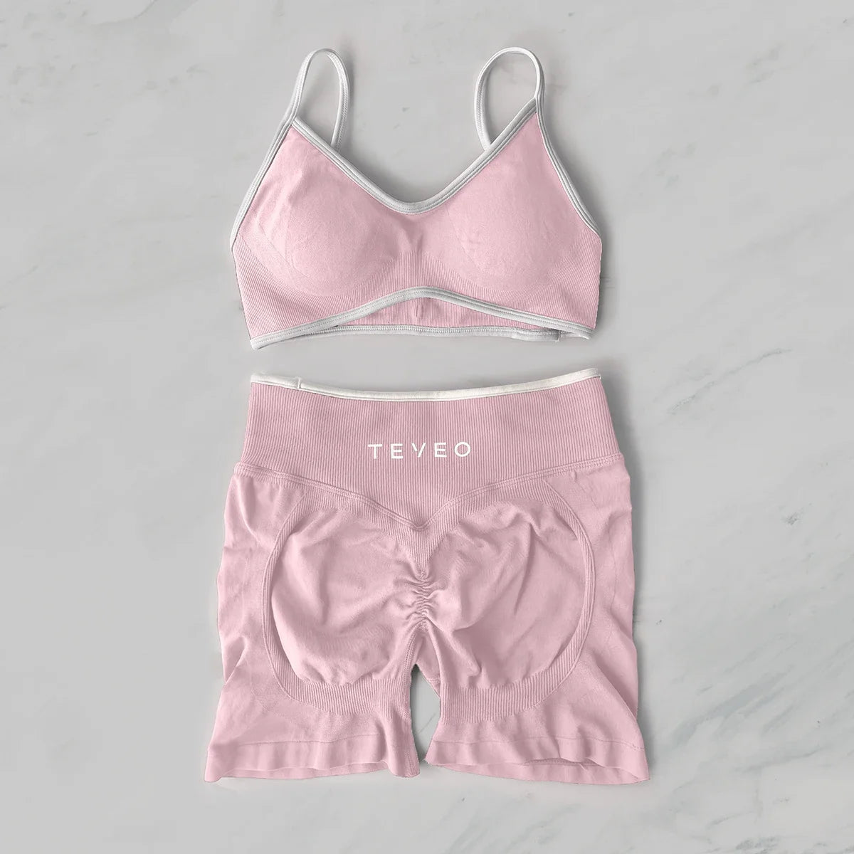 TEVEO  Yoga Women's High-Waist Tummy Control Fitness Leggings Sportswear Gym Workout Running Pants 2 Pieces Gym Set