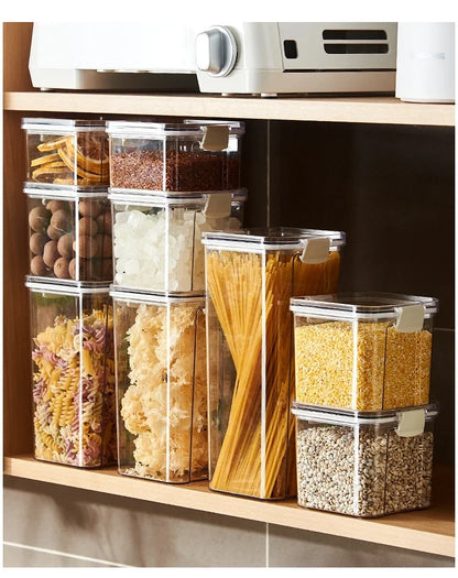 Plastic Food Storage Containers with Lid, Jars for Bulk Cereals, Kitchen Organizers, Pantry Organizer, Home Set
