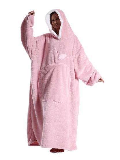New Warm Wearable Blanket Winter Sweatshirt Oversized Flannel Sherpa Long Hoodie for Adults