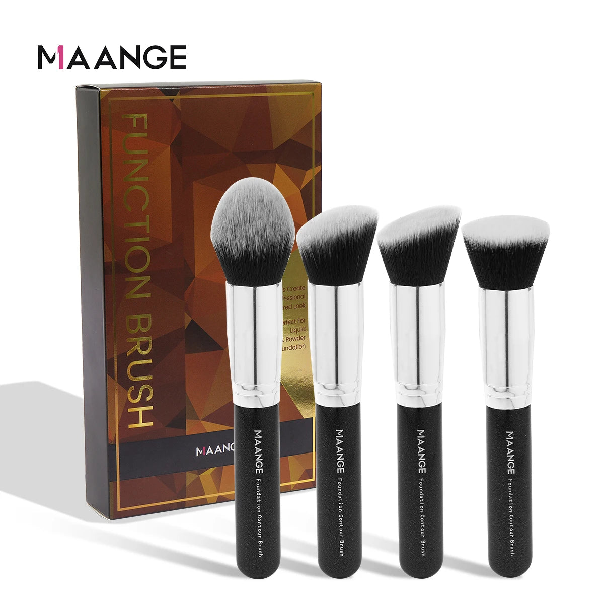 MAANGE 4Pcs Makeup Brushes with Case Foundation Concealer Powder Makeup Brush Soft Fluffy Bristles Big Cosmetic Brushes Set
