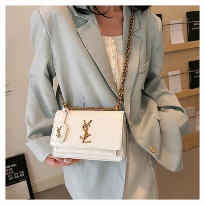 2025 Best Selling Luxury Women's Chain Crossbody Bag - Spacious Square Shoulder Bag With Phone Compartment For Commuters
