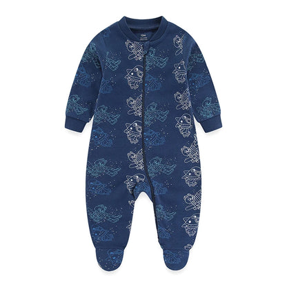 Kiddiezoom 0-12Months Cartoon 1/2 Pieces Long Sleeve Zipper Baby Boys Girl Romper 100%Cotton Soft newborn Jumpsuits