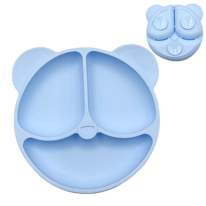 Baby Safe Silicone Dining Plate Suction Cartoon Children Dishes Feeding Toddler Training Tableware Retro Kids Smile Face Bowl
