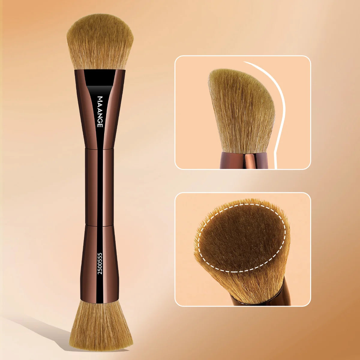 MAANGE Multifunctional Double Head Makeup Brush for Flat Top Blush Contour Concealer Brush Blending Soft Hair Makeup Beauty Gift