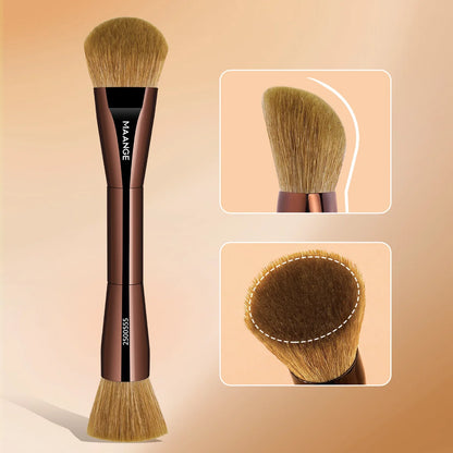 MAANGE Multifunctional Double Head Makeup Brush for Flat Top Blush Contour Concealer Brush Blending Soft Hair Makeup Beauty Gift