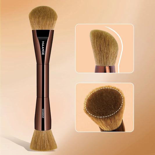 MAANGE Multifunctional Double Head Makeup Brush for Flat Top Blush Contour Concealer Brush Blending Soft Hair Makeup Beauty Gift