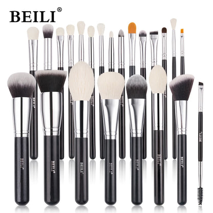 BEILI Goat Makeup Brush Set Eyeshadow Makeup Brushes Professional Foundation Blending Eyebrow Fan Blush brosse maquiagens