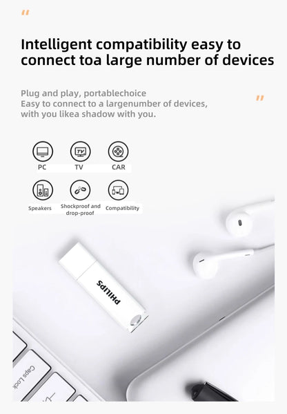 Philips USB Flash Drive 2.0, 64GB, Storage Expansion for Photos, Videos, Music, Files