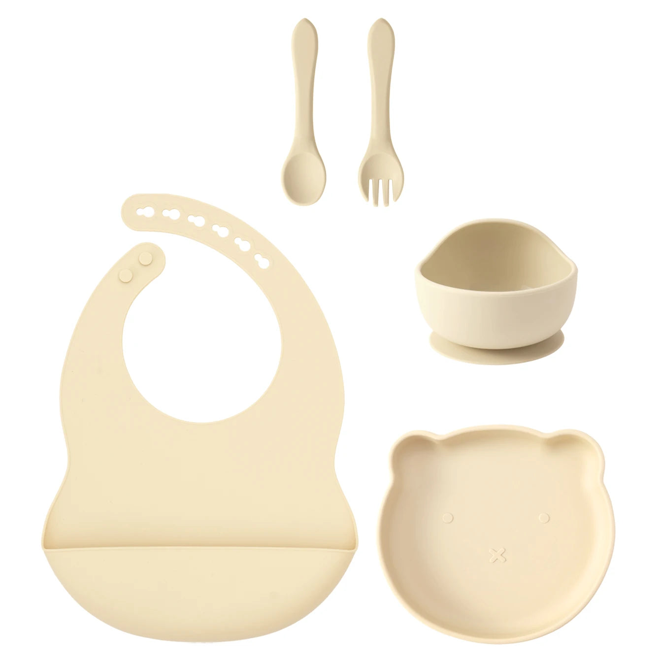 Kids 5PCS Food Grade Silicone Feeding Set Sucker Dishes Plate Self Feeding Bowl BPA Free Toddler Meal Essentials