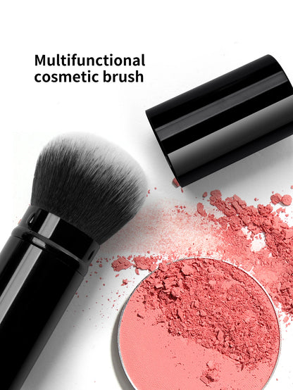 MAANGE 3-Pack Multifunctional Face Makeup Brushes, Nylon Bristle Wand, Unscented, Metal Handle, Portable Retractable Design