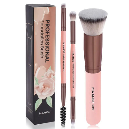 MAANGE 3PCS Makeup Brushes Set Foundation Concealer Brush Eyelashes Brush Eyeshadow Brush Blending Soft Bristles Makeup Tools