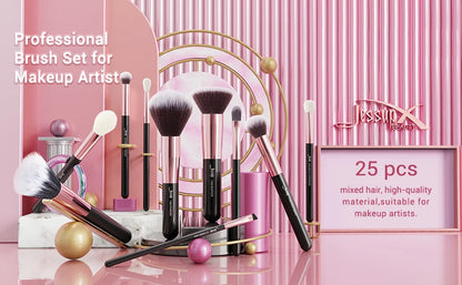 Jessup Professional Makeup Brushes Set 25pcs Natural-Synthetic Foundation Powder Eyeshadow Make up Brush Blushes Black T155