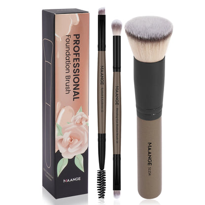 MAANGE 3PCS Makeup Brushes Set Foundation Concealer Brush Eyelashes Brush Eyeshadow Brush Blending Soft Bristles Makeup Tools