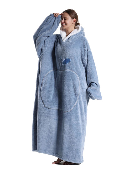 Adults Long Blanket with Sleeves Winter Hoodies Sweatshirt Plus Size Feminino Fleece Wearable Blanket Hoodie Oversized