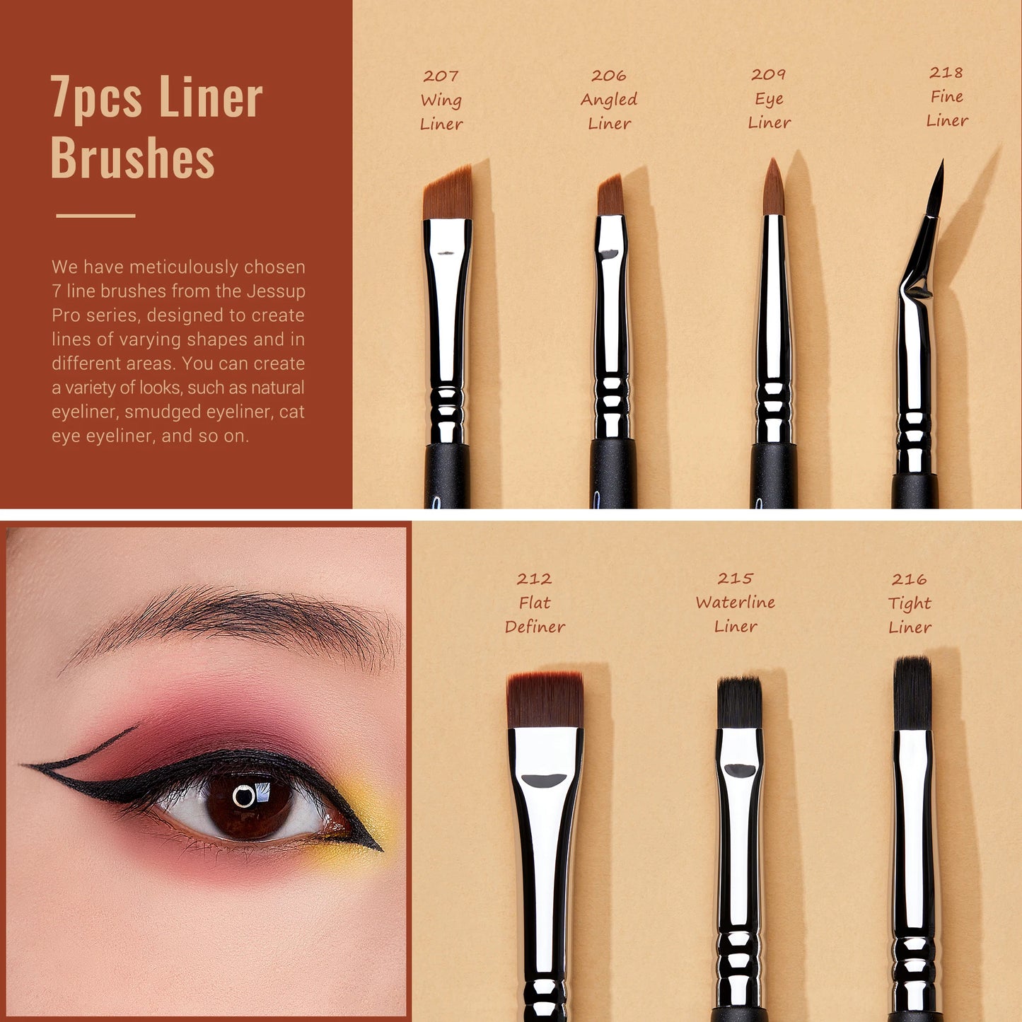 Jessup Eye Makeup Brushes Set,Professional Makeup Brush,Synthetic Eye Blending Brush Eyeshadow Brush Eyebrow Crease Shader T341