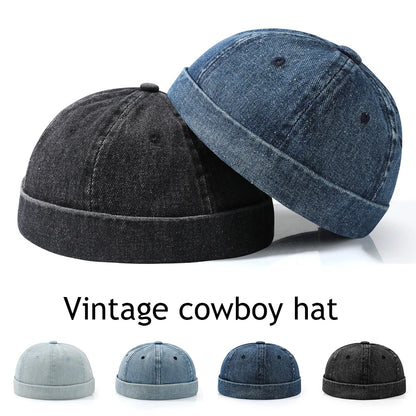 Brimless Skullies Cap Vintage Cotton Men Adjustable Landlord Docker Cap Multipurpos Beanie Hats Streetwear Dome Hat Hip Hop Hats