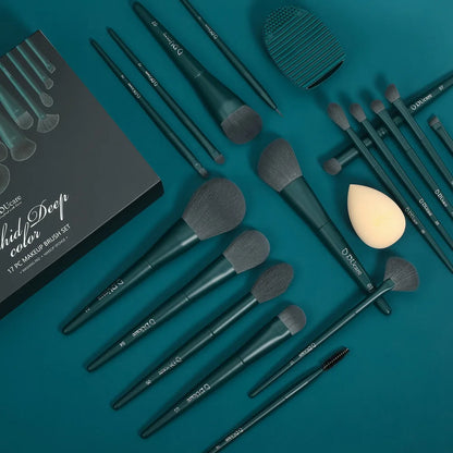 DUcare Professional Makeup Brushes kits Synthetic Hair 17Pcs with Sponge & cleaning tools Pad for Cosmetics Foundation Eyeshadow