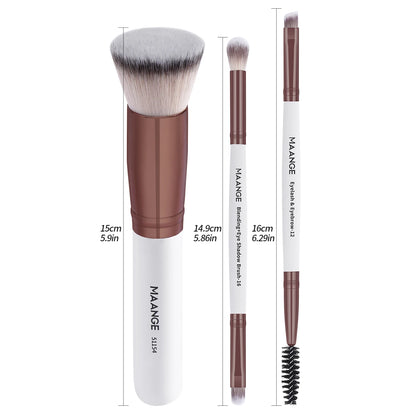 MAANGE 3PCS Makeup Brushes Set Foundation Concealer Brush Eyelashes Brush Eyeshadow Brush Blending Soft Bristles Makeup Tools