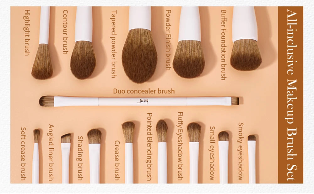 Jessup Makeup Brushes 10-14pc Makeup Brush set Synthetic Foundation Brush Powder Contour Eyeshadow Liner Blending Highlight T329