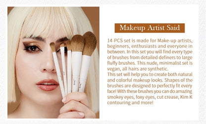 Jessup Makeup Brushes 10-14pc Makeup Brush set Synthetic Foundation Brush Powder Contour Eyeshadow Liner Blending Highlight T329