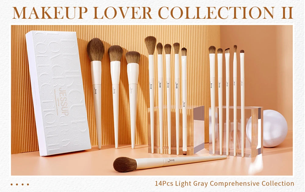 Jessup Makeup Brushes 10-14pc Makeup Brush set Synthetic Foundation Brush Powder Contour Eyeshadow Liner Blending Highlight T329