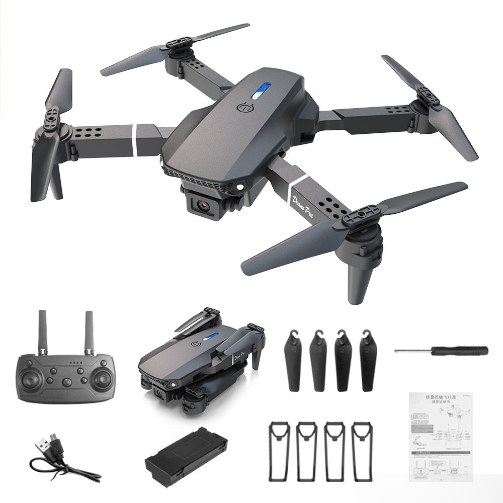 E88 Dual Camera Drone, WiFi FPV Double Folding RC Quadcopter Altitude Hold, Remote Control For Beginners