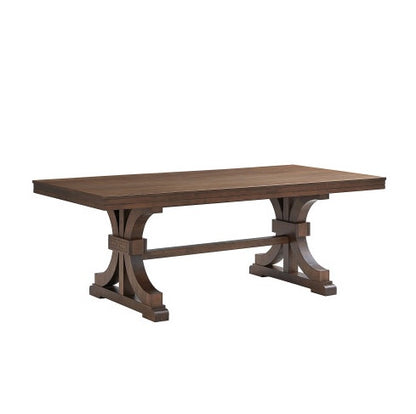 Rectangular Rubber Wood Dining Table with wooden Tresle