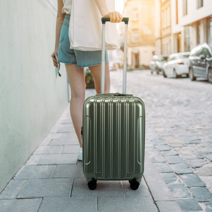 Vertical Pattern Two-piece Set 20 Inch Expandable With 14 Inch Suitcase