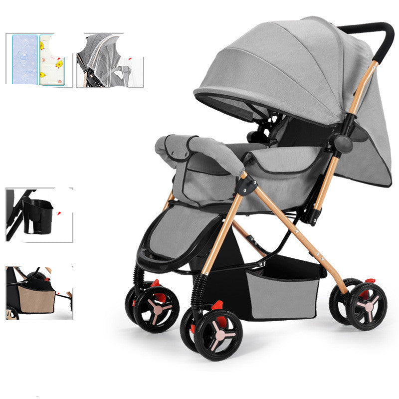 Lightweight Baby Stroller - Sit & Lie Down, Foldable with Shock Absorption