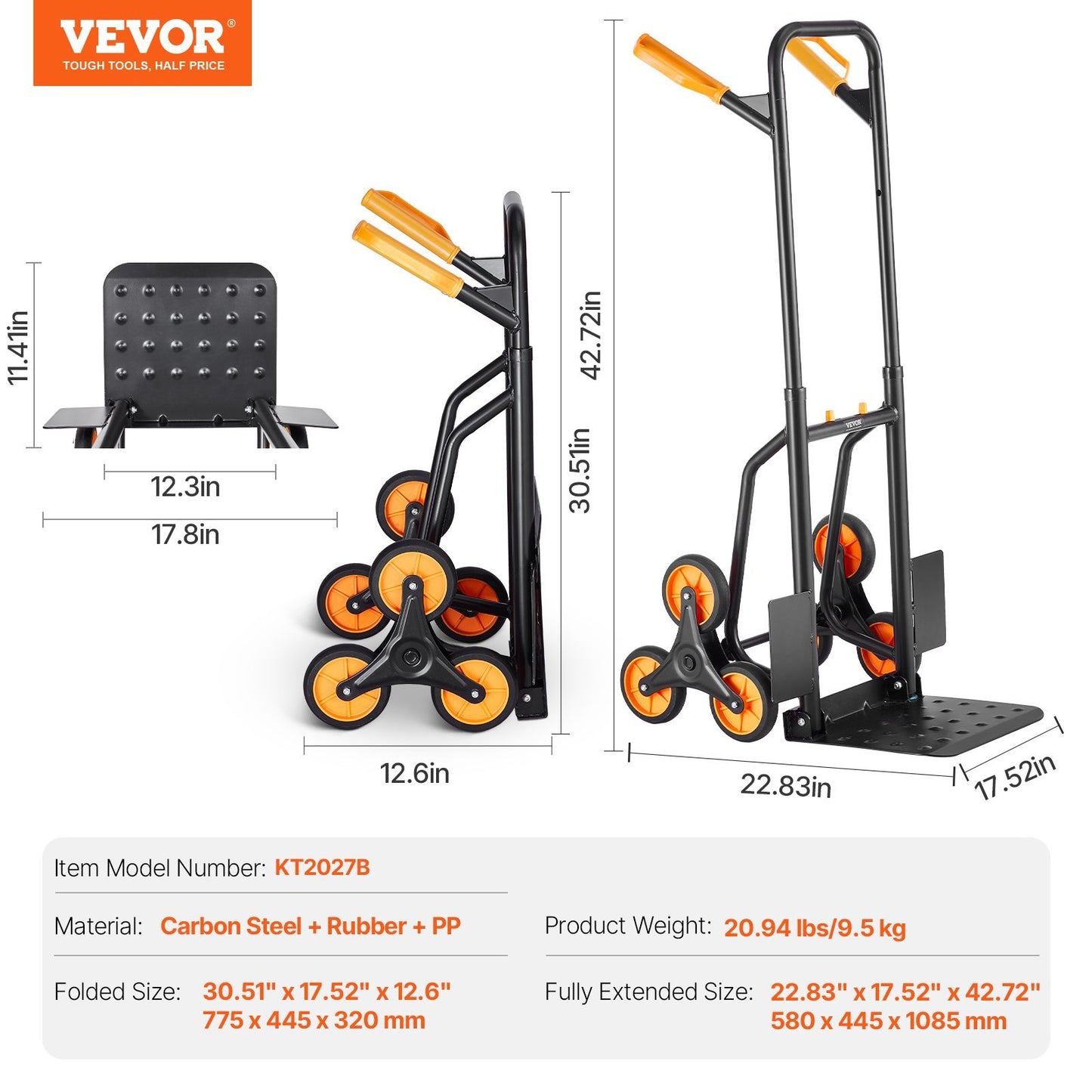 Stair Climbing Cart Heavy Duty Folding Hand Truck Dolly 440 Lbs 6 Wheels