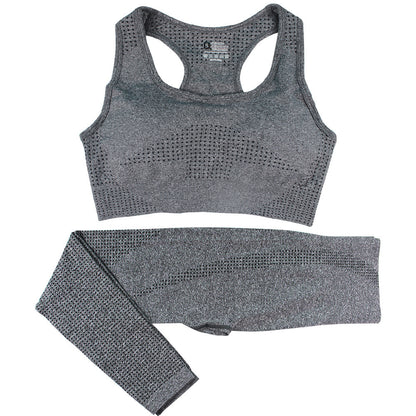 abundance 2PCS Seamless Yoga Set Women Tracksuit High Waist Leggings Workout Sportswear Gym Clothing Fitness Crop Top Sports Suits Gym Set