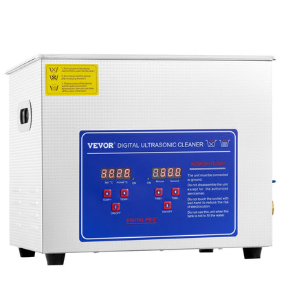 VEVOR Professional Ultrasonic Cleaner, 10L Ultrasonic Jewelry Cleaner With Digital Timer & Heater, Stainless Steel Industrial SonicCleaner 40kHz For Glasses, Watches, Rings, Small Parts