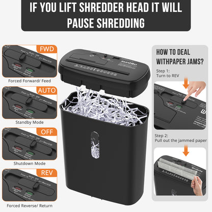 Woolsche 10 Sheet Strip Cut Paper Shredder, P2 Security Level With 3.17-Gallon Basket, CD & Credit Card Shredder - Durable & Fast - Jam Proof System -ETL Certified Home Office Shredders