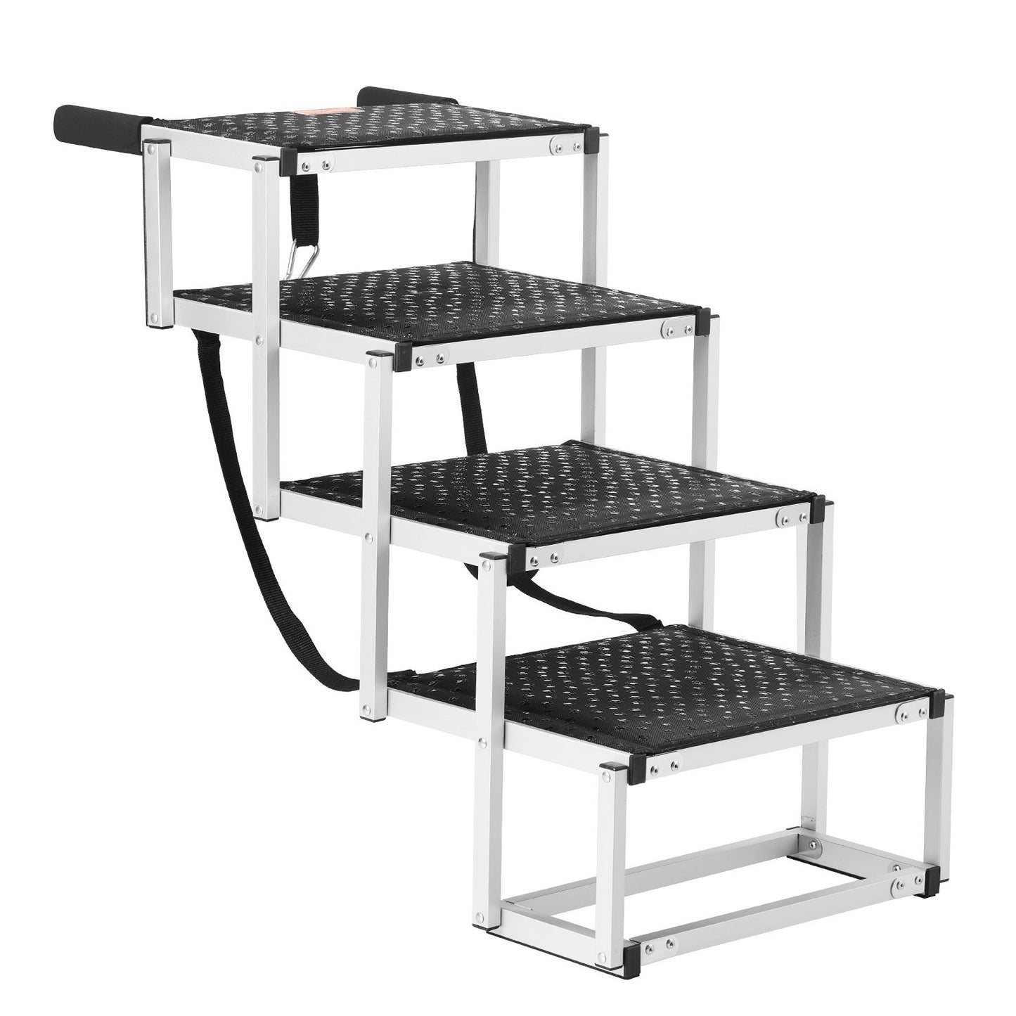 VEVOR Dog Stair For Cars 4-step Folding Dog Steps Aluminum Loads Up To 150 Lbs