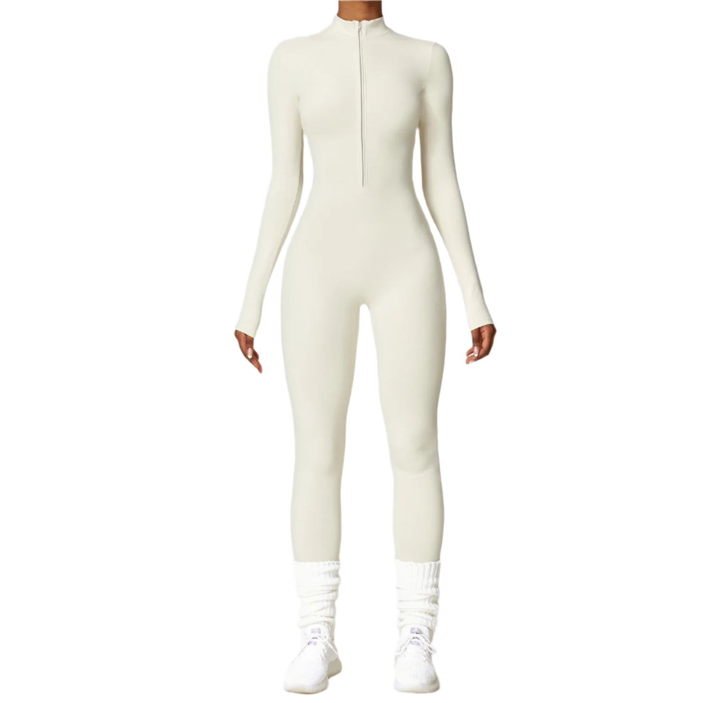 Women's Zipper Long-sleeved Jumpsuit - yoga fitness Bodysuit with Breathable Fabric