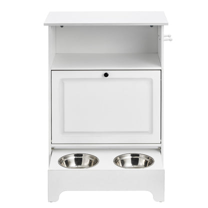 VEVOR Pet Feeding Station W 2 Elevated Dog Bowls Dog Food & Toy Storage Cabinet