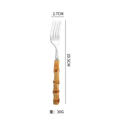 Creative Bamboo Tableware Stainless Steel Steak Cutlery