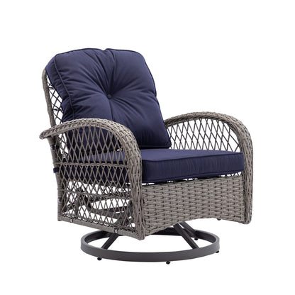 3pc Outdoor Swivel Rocker Patio Chairs 360  Rocking Set With Thick Cushions