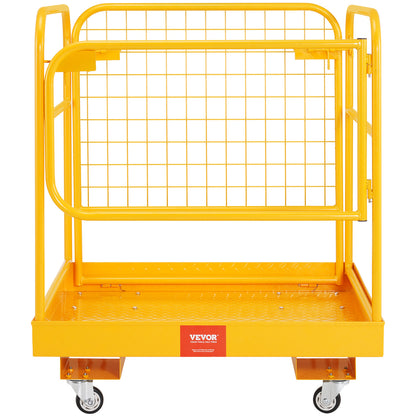VEVOR Forklift Safety Cage, 1200 Lbs Load Capacity, 36 X 36 Inches Folding Forklift Work Platform With Lockable Swivel Wheels, Drain Hole & Device Chain, Holds 1 To 2 Adults, Perfect For Aerial Work