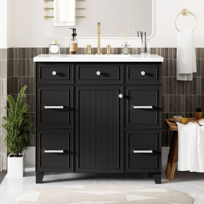 Bathroom Vanity Cabinet With Sink Top Combo Set , Black ,Single Sink,Shaker Cabinet With Soft Closing Door And 3 Drawers
