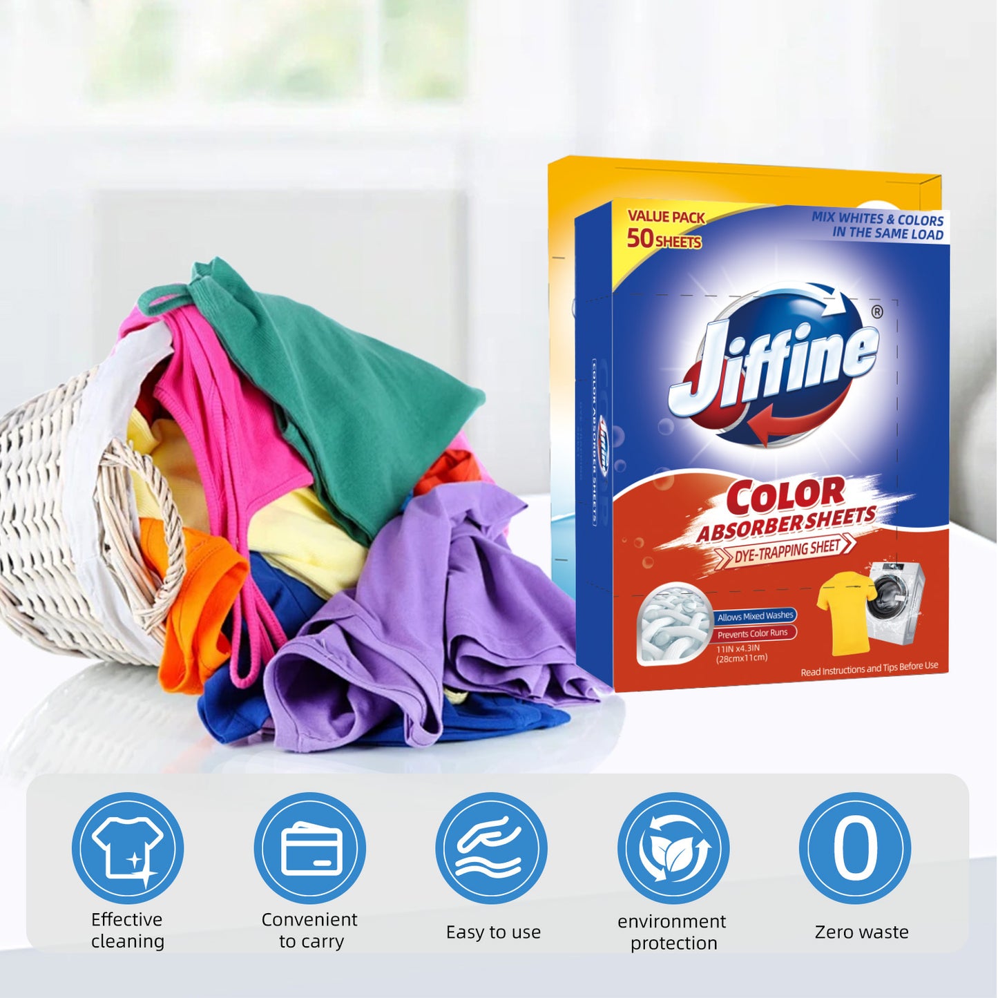 JIFFINE Laundry Color-absorbing Tablets
