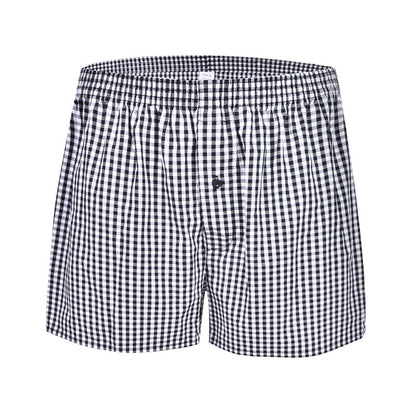 Men's Casual Loose Home Pants Plaid Shorts