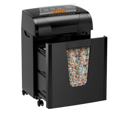 Woolsche Paper Shredder,18 Sheet Cross Cut Level P4,Shred Paper,Credit Card,CD,With Large Pull Out Bin,Insert Auto Jam Proof System Shredder For Home&Office