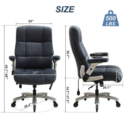 Office Chair 500lbs With Adjustable Support, Fabric Executive Computer Chair With 2D Flip-up Armrests, Ergonomic Chair Quiet Rubber Wheels, Extra Wide Seat, Adjustable Headrest